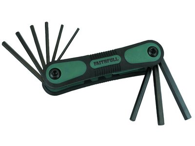 Faithfull Folding Hexagon Key Set, 9 Piece (5/64 - 1/4in) (5023969249216) FAIHKSF9AF