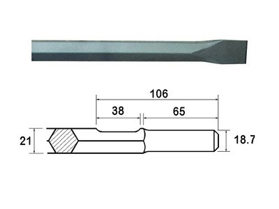 Faithfull Kango Shank Chisel 25 x 450mm (914119) (5023969248622) FAIKAGC450