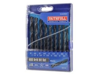 Faithfull HSS Jobber Drill Bit Set, 19 Piece (1-10mm) (5023969002484) FAIM19PSET
