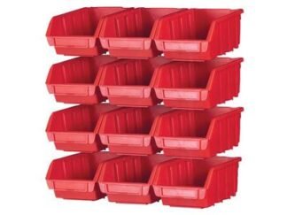 Faithfull 12 Plastic Storage Bins with Wall Mounting Rails (5023969277233) FAIPAN12