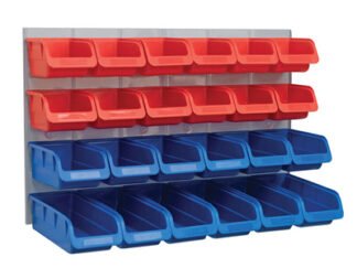 Faithfull 24 Plastic Storage Bins with Metal Wall Panel (5023969277240) FAIPAN24