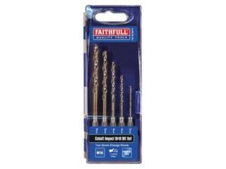 Faithfull HSSE M35 Cobalt Quick-Change Impact Drill Bit Set, 5 Piece (5023969002446) FAIQCSET5