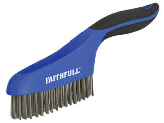 Faithfull Scratch Brush Soft Grip 4 x 16 Row Stainless Steel (5023969313634) FAISB164SS