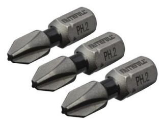Faithfull Phillips Impact Screwdriver Bits PH2 x 25mm (Pack 3) (5023969000732) FAISBPH225IM