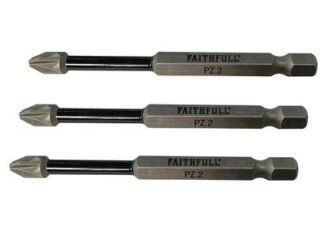 Faithfull Pozidriv Impact Screwdriver Bits PZ2 x 75mm (Pack 3) (5023969002316) FAISBPZ275IM