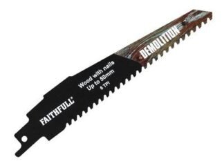 Faithfull S940HM Demolition Carbide Sabre Saw Blade 152mm x 6 TPI (5023969012520) FAISBS940HM