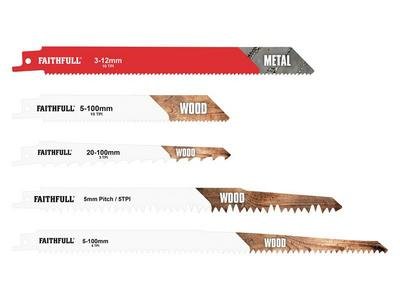 Faithfull Sabre Saw Blade Set, 15 Piece (5023969313351) FAISBSSET15M