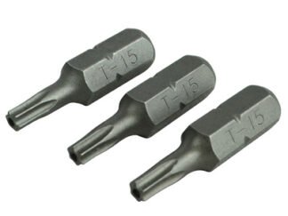 Faithfull Security S2 Grade Steel Screwdriver Bits T15S x 25mm (Pack 3) (5023969315485) FAISBT1525S