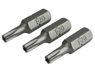 Faithfull Security S2 Grade Steel Screwdriver Bits T20S x 25mm (Pack 3) (5023969315492) FAISBT2025S