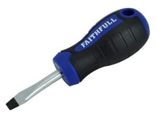 Faithfull Soft Grip Stubby Screwdriver Flared Slotted Tip 6.5 x 38mm (5023969251400) FAISDFS
