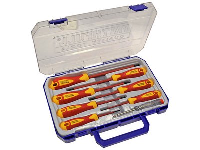Faithfull VDE Soft Grip Screwdriver Set (Case), 8 Piece (5023969306223) FAISDVDESET8
