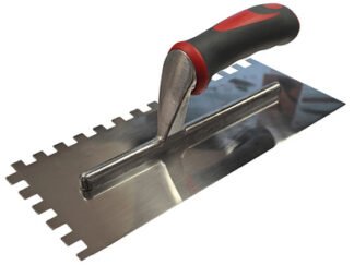 Faithfull Notched Trowel Serrated 10mm Stainless Steel Soft Grip Handle 13 x 4.1/2in (5023969270340) FAISGTNOT10S