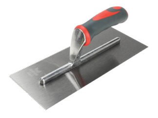 Faithfull Notched Trowel V 3mm Soft Grip Handle 11 x 4.1/2in (5023969304298) FAISGTNOT3