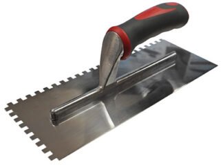 Faithfull Notched Trowel Serrated 6mm Stainless Steel Soft Grip Handle 11 x 4.1/2in (5023969270333) FAISGTNOT6SS
