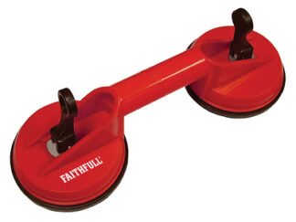 Faithfull Double Pad Suction Lifter 120mm Pads (5023969288383) FAISUCPAD2