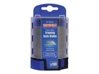 Faithfull Heavy-Duty Trimming Knife Blades (Box 100) in safe storage dispenser (5023969212944) FAITKB100