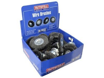 Faithfull Wire Brush Assortment 20 Piece (5023969307046) FAIWBA20