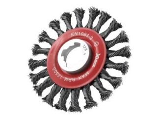 Faithfull X-LOCK Conical Wire Brush 115mm M14x2, 0.50mm Steel Wire (5023969006741) FAIWBCT115XL