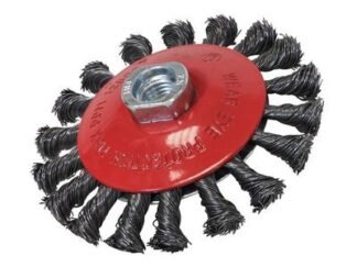 Faithfull Conical Wire Brush 100mm M14x2 Bore, 0.50mm Wire (5023969258775) FAIWBTC100