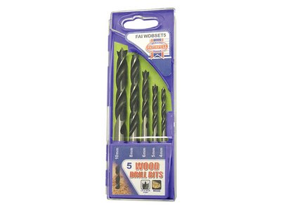 Faithfull Lip & Spur Wood Drill Bit Set, 5 Piece 4-10mm (5023969270203) FAIWDBSET5