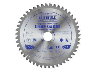 Faithfull TCT Circular Saw Blade Triple Chip Ground 216 x 30mm x 48T NEG (5023969216447) FAIZ21648TCG