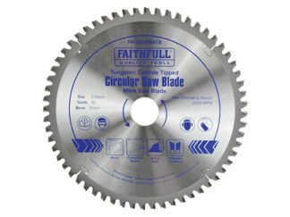 Faithfull TCT Cross Cut Mitre Saw Blade 216 x 30mm x 60T NEG (5023969243030) FAIZ21660ATB