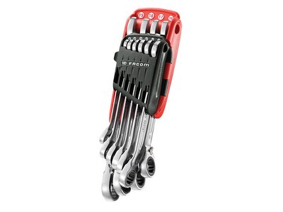 Facom 467B.JP10PB Ratchet Combination Wrench Set, 10 Piece (3662424068386) FCM467BJP10