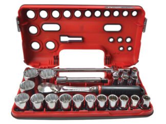Facom 1/2in Drive 12-Point Detection Box Socket Set, 22 Piece Metric (3148519048018) FCMSLDBOX412