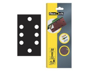 Flexovit 1/3 Sanding Sheets Quick-Release Coarse 50 Grit (Pack 6) (3157625530195) FLV26342