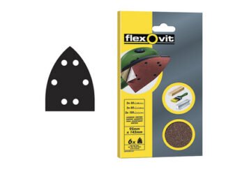 Flexovit Detail Hook & Loop Sanding Sheets 95x145mm Assorted (Pack 6) (3157625530997) FLV26508