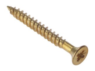 Forgefix General Purpose Pozi Compatible Screw CSK TT Electro Brass 1.1/2in x 8 Box 200 (5028485991311) FORCSK1128E
