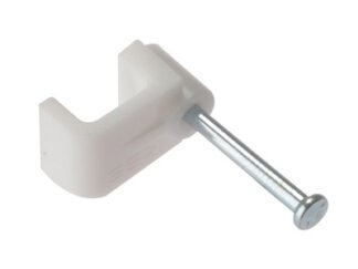 Forgefix Cable Clip Flat White Bellwire Box 100 (5018486445166) FORFCCBW