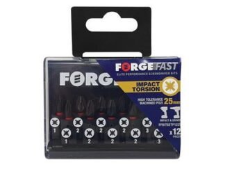 Forgefix ForgeFast Pozidriv Compatible Impact Bit Set, 12 Piece (5028485219576) FORFFBSPZ12