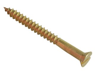 Forgefix Wood Screw Slotted CSK Brass 1.1/2in x 6 Forge Pack 12 (5028485166290) FORFPC1126B