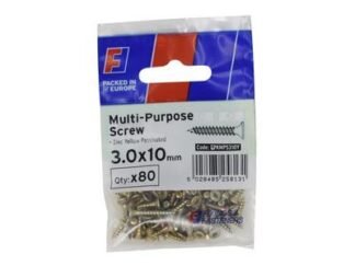 Forgefix Multi-Purpose Pozi Screw CSK ST ZYP 3.0 x 10mm ForgePack 80 (5028485258131) FORFPMS310Y