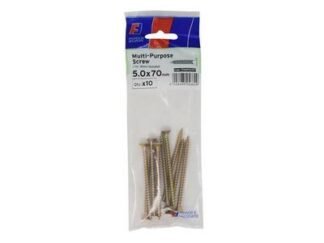 Forgefix Multi-Purpose Pozi Screw CSK ST ZYP 5.0 x 70mm ForgePack 10 (5028485258629) FORFPMS570Y