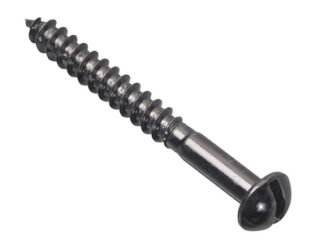 Forgefix Wood Screw Slotted Round Head ST Black Japanned 1.1/2in x 8 Forge Pack 10 (5028485166566) FORFPR1128J