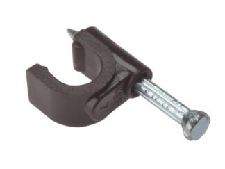 Forgefix Cable Clip Round Coax Brown 6-7mm Box 100 (5028485014812) FORRCC67BR