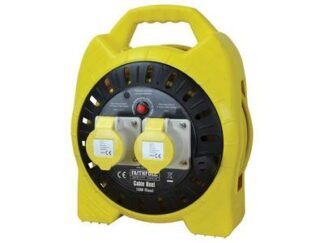 Faithfull Semi-Enclosed Cable Reel 110V 16A 2-Socket 15m (1.5mm Cable) (5023969319926) FPPCR15MSEL