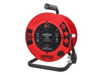 Faithfull Open Cable Reel 240V 20m 13A 4 Socket (1.25mm Cable) (5023969012612) FPPCR20240