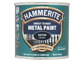 Hammerite Direct to Rust Satin Finish Metal Paint Black 250ml (5011867010861) HMMSFSB250