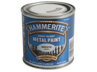 Hammerite Direct to Rust Smooth Finish Metal Paint White 250ml (5011867202013) HMMSFW250