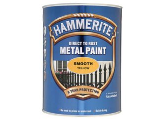 Hammerite Direct to Rust Smooth Finish Metal Paint Yellow 5 Litre (5011867222059) HMMSFY5L