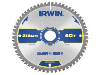 Irwin Construction Mitre Circular Saw Blade 216 x 30mm x 60T ATB/Neg (5706918973973) IRW1897397