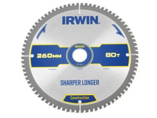 Irwin Construction Mitre Circular Saw Blade 260 x 30mm x 80T ATB/Neg (5706918974338) IRW1897433