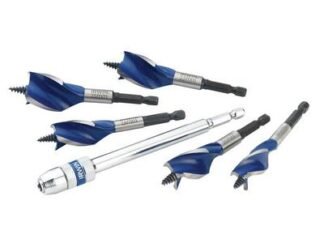 Irwin Blue Groove 6X Stubby Wood Bit Set, 5 Piece: 16-25mm + Extension (5706919220076) IRW1922007