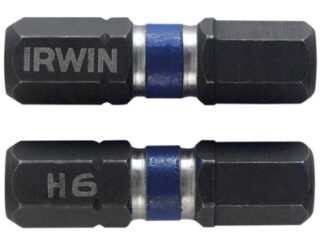 Irwin Impact Screwdriver Bits Hex 6.0 x 25mm (Pack 2) (5706919233489) IRW1923348