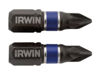 Irwin Impact Screwdriver Bits Pozi PZ1 25mm (Pack 2) (5706919233526) IRW1923352