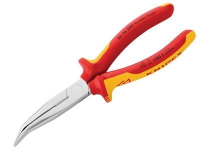 Knipex VDE Long Bent Snipe Nose Side Cutting Pliers 200mm (4003773010944) KPX2626200