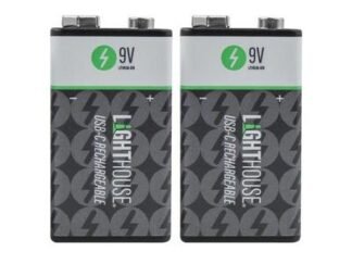 Lighthouse 9V USB-C Rechargeable Li-ion Battery Pack of 2 (5023969015842) L/HBATUSB9V